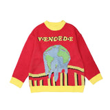 Men Fall Outfits Retro Cartoon Brocade Sweater Couple Pullover Sweater