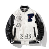 First Row Varsity Jacket Color Matching Clip PU Leather Baseball Uniform