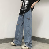 Harajuku Clothing Men Classic Retro Pants Straight Leg Pan Summer Jeans Men and Women Loose Wide Leg Pants