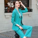 Women Pants Suit Uniform Designs Formal Style Office Lady Bussiness Attire Fashion Host Loose Pants Work Clothes