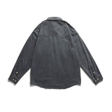 Men Shacket Long Sleeve Autumn Shirt Autumn Loose Fashion Color Contrast Stitching Shirt