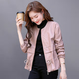 Hot Pink Motorcycle Jacket Spring and Autumn Fashion Early Autumn Top Tide