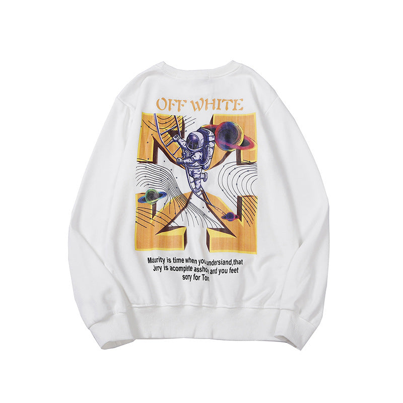 Autumn And Winter Astronaut Ladder Arrow Pattern Terry Sweater Men And Women