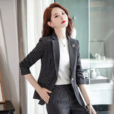 Women Pants Suit Uniform Designs Formal Style Office Lady Bussiness Attire Striped Slim Fit Work Clothes