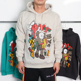Kanye West Hoodie Hip Hop Skateboarding Sesame Street Cartoon Printed Men's and Women's Couple Hooded Sweater Hoodie Fleece-Lined Men's