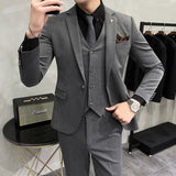 Men Suit Slim-Fit Single Button Three-Piece Set