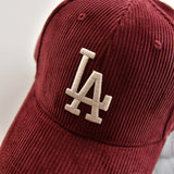 Yankee and Dogers Baseball Cap Autumn and Winter New Letter Embroidery Corduroy Baseball Cap