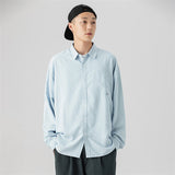 Men Shacket Long Sleeve Autumn Shirt Autumn Solid Color Simple Cityboy Youth Shirt