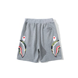 A Bath Ape Shorts Summer Loose Casual Double Camouflage on Side Shark Head Shorts Cropped Pants