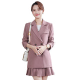 Women Pants Suit Uniform Designs Formal Style Office Lady Bussiness Attire Long Sleeve Coat Spring/Autumn Double Breasted Slim Fit Waist-Controlled Slimming Casual Suit