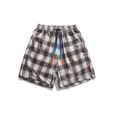 Men Shorts Men's Clothes Summer Wear Retro Men's Shorts Casual Loose Plaid Drawstring Beach Pants Trendy Men