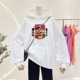 Vintage Graphic Hoodies Plus Velvet Thickening