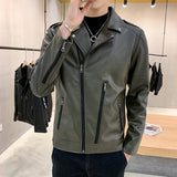 80's Leather Jacket Men's Leather Jacket Spring and Autumn Coat Suit Collar Leather Jacket Men