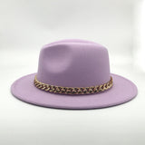 Fedora Hat Golden Chain Woolen Top Hat Fedora Hat Top Hat