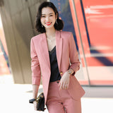 Women Pants Suit Uniform Designs Formal Style Office Lady Bussiness Attire Yellow Fashion Business Suit
