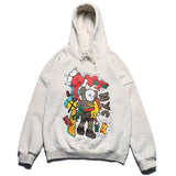 Kanye West Hoodie Hip Hop Skateboarding Sesame Street Cartoon Printed Men's and Women's Couple Hooded Sweater Hoodie Fleece-Lined Men's