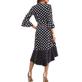 Red Peasant Dress Spring/Summer Polka Dot Patchwork Ruffled V-neck Dress