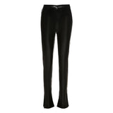 Faux Leather Pants Spring High Waist Faux Leather Stitching Leather Pants Sheath Slim Fit Ankle Tight Leggings