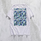 A Ape Print T Shirt Casual White Letter Crew Neck Summer Pullover Short Sleeve T-shirt