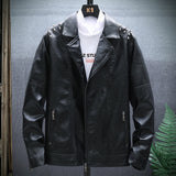 80's Leather Jacket Fall and Winter Lapels Jacket PU Leather Men's Coat