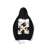 Owt Autumn And Winter High-Quality Off Kapok Pattern Pullover Hooded Sweater
