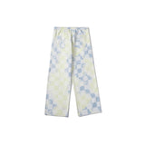 Mens Fall Outfits Casual Trousers Loose Straight Plaid Gradient Overalls Trousers