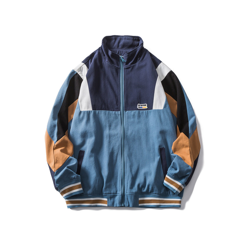 Men's Spring plus Size Retro Sports Color Matching Overalls Men's Loose All-Match Shell Jacket Men's Shirt Trendy Men Jacket