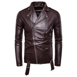 Urban Leather Jacket Motorcycle Slim-Fit Leather Coat Men's Leather Jacket Coat Men's PU Leather Coat