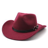 Wester Hats Men Women Woolen Top Hat Western Cowboy Gentleman Jazz Concave-Convex Top Felt Cap