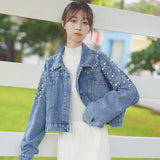 Pearl Jean Jacket Denim Jacket Women's Spring and Autumn Loose