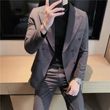 Men Suit Double Breasted Set Two-Piece Set