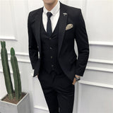 Mens Graduation Outfits British Style Slim Fit Men's Solid Color Casual Business New Groomsman Small Suit Set Three-Piece Set Men's Dress