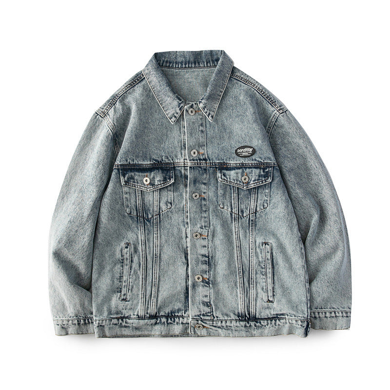 Spring Men's Vintage Top Plus Size Loose Denim Jacket Men Denim Jacket
