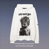 Mens Fall Outfits Portrait Printing Terry Hooded Sweater Couple Loose Top