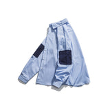 Men Shacket Long Sleeve Autumn Shirt Autumn Cityboy Striped Shirt Color Contrast Patchwork Long Sleeve Couple Shirt