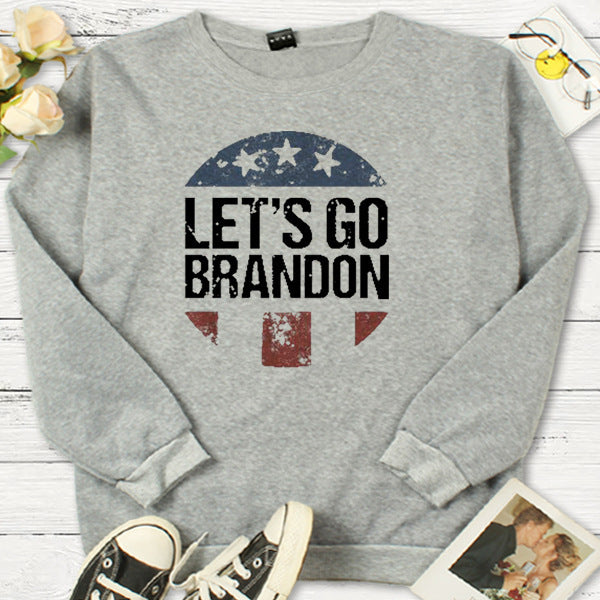 Let's Go Brandon T Shirt Letter Sweater round Neck Spring and Autumn Sweater Men and Women
