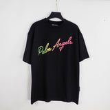 Palm Angels Letters Contrast Color Short-Sleeved T-shirt Men's and Women's Summer Loose