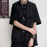 Harajuku Clothing Men's Casual Shirts Summer Workwear Male Cardigan Top