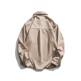 Men Shacket Long Sleeve Autumn Shirt Autumn Solid Color Simple Retro Workwear Shirt