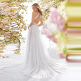 Bohemian Chic Wedding Dress Sleeveless Halter Wedding Dress Slim Fit Long Dress