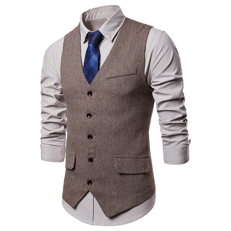 Mens Dress Vests Business Waistcoat Men's Fall Men's Solid Color Suit Vest