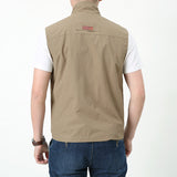 Men Utility Vest Work Zipper Tactical Work Vest Slim Pocket Jacket Vest Man Outdoor Leisure plus Size Workwear Loose Multi-Bag Jacket