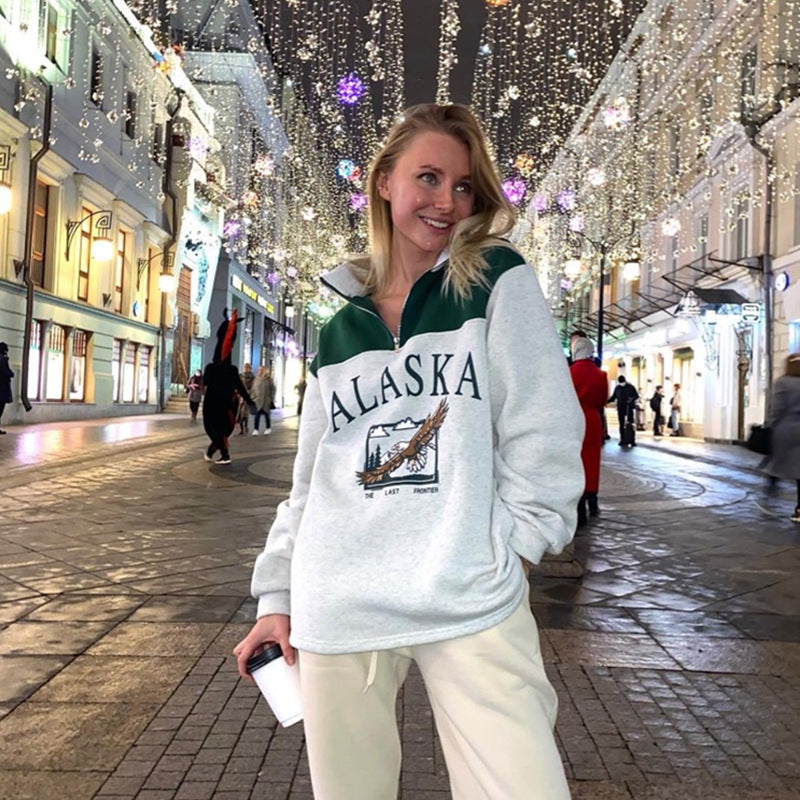 Alaska Zip Jacket Sweater Women's Lapel Fashion Loose Zip