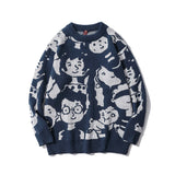 Men's Fall Outfits Cartoon Round Neck Sweater Men's Loose Sweater