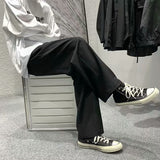 Men Pants Straight Ankle-Length Sports Loose Suit Pants