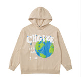 Mens Fall Outfits Three-Dimensional Printed Sweater Loose Hooded Cotton Hip-Hop Street
