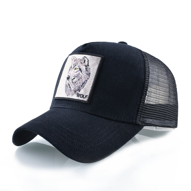 Wolf Print Cap Summer Sun Hat Sun Hat Embroidery Animal Baseball Cap Mesh Cap Peaked Cap