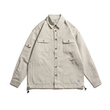 Men Shacket Long Sleeve Autumn Shirt Autumn City Boy Solid Color Shirt Neutral Multi-Pocket Long Sleeve Shirt for Men