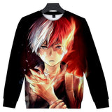 Anime Tshirts Aesthetic Men's Shirt Anime Shoto Todoroki 3D Printed Men's and Women's Loose round Neck Sweater