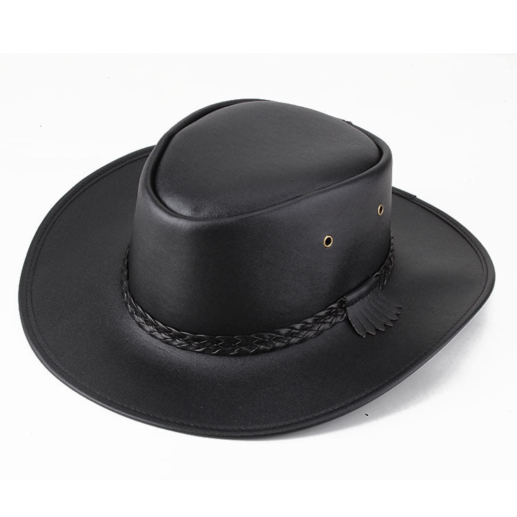 Bullhide Denim Hat Spring and Summer Cowboy Hat Solid Color Leather Rope Big Brim Sun-Proof Cowboy Hat